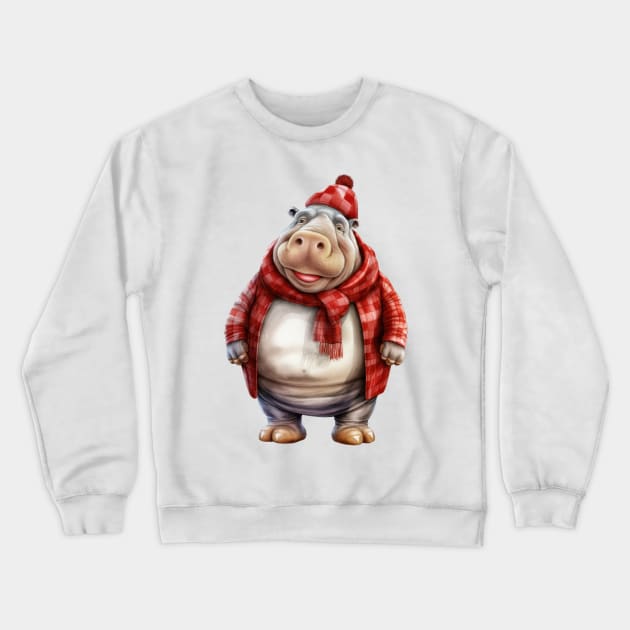 Santa Hippo Crewneck Sweatshirt by Chromatic Fusion Studio